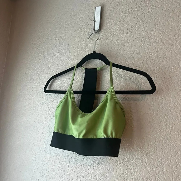 Noli Yoga Liquid Studio Bra Size Small Black Green Racerback - Picture 3 of 7